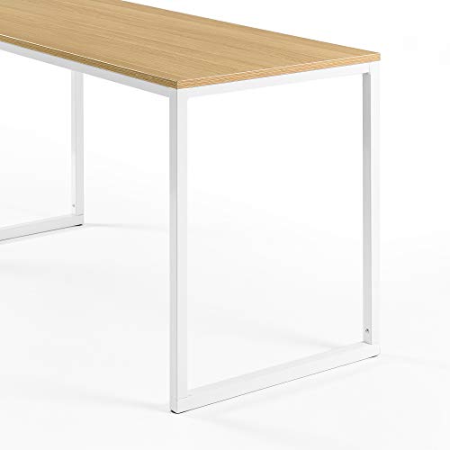 ZINUS Jennifer 55 Inch White Frame Desk / Computer Workstation / Office Desk / Easy Assembly, Natural