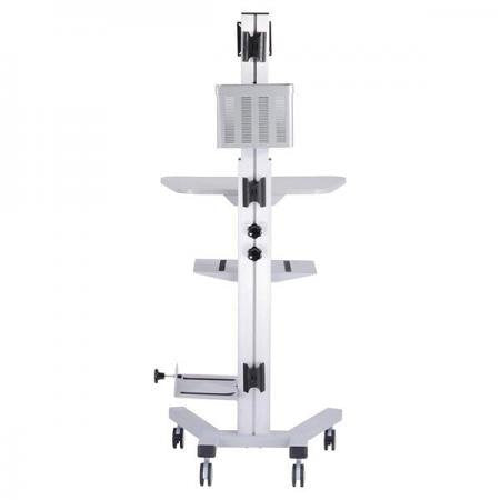 AMPERSAND SHOPS Mobile PC Laptop Stand Workstation Cart with Caster Wheels (Silver)
