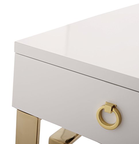 Tov Furniture Audrey Collection Lacquer, 3 Drawer Desk, White