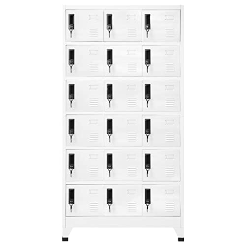 GOLINPEILO Metal Locker Storage Cabinet with 18 Lockable Doors, White Steel Organizer 35.4"x17.7"x70.9