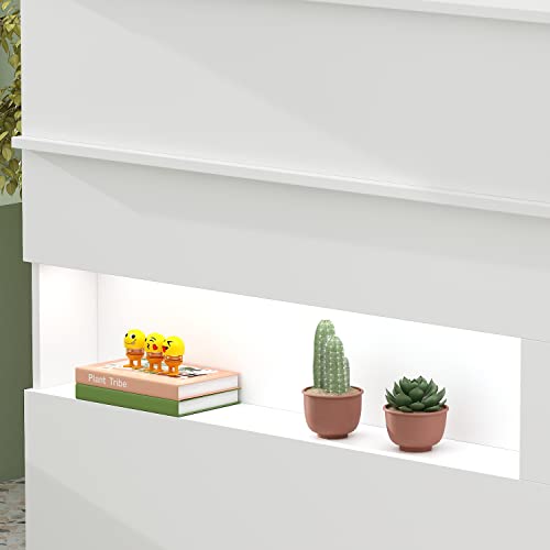 ECACAD Reception Desk with Light, Display Shelf, Lockable Drawers, Keyboard Tray, White (47.2”W x 19.7”D x 39.2”H)