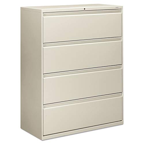 HON 800 Series 4-Drawer Lateral File Cabinet, 42-inch Wide, Light Grey