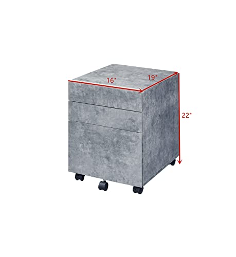 Moselota File Cabinet, Faux Concrete & Silver 92909