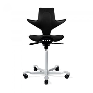 HAG Capisco Puls Adjustable Standing Desk Chair - Silver Frame - Black Full Cushion by HAG