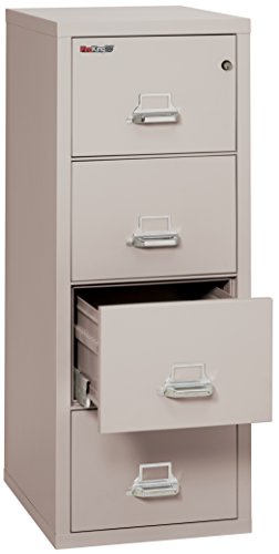 FireKing Fireproof Vertical File Cabinet (4 Legal Sized Drawers, Impact & Water Resistant) - 52.25" H x 20.81" W x 25.06" D, Platinum