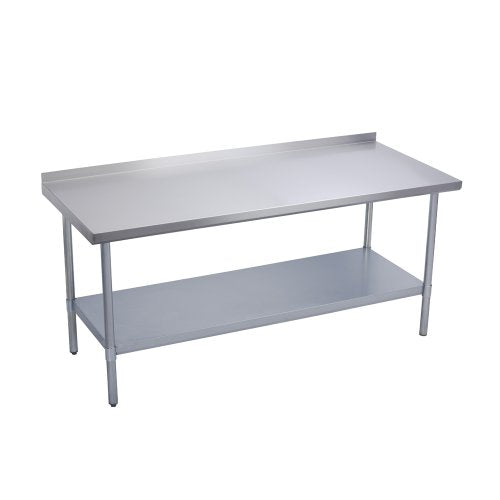 Economy Work Table, Stainless Steel Under Shelf, 2" Backsplash, 96 (L) X 30 (W) X 36 (H) Over All