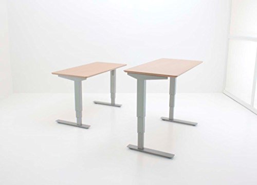 ConSet Electric Height Adjustable Desk 30"d x 60"w With Silver Base + Beech Laminate Top