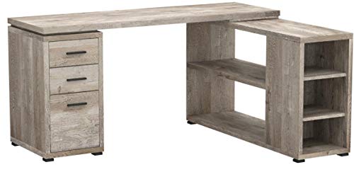Monarch Specialties L-Shaped Corner Left or Right Facing Home & Office Computer Desk, 60"L, Taupe Reclaimed