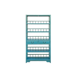 orientliving Turquoise Fountain Blue Bookcase Display Cabinet