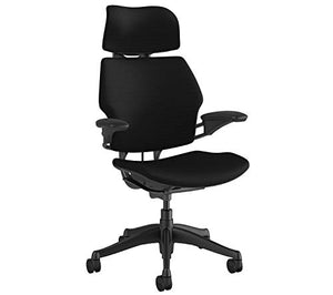 Humanscale Freedom Office Chair with Headrest - Ergonomic Work Chair - Graphite Frame - Black Fourtis Fabric