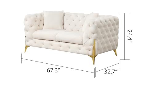 Generic Modern Living Room Set in Cream Wood - 2 Piece