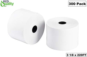 [300 Pack] EcoQuality Thermal Cash Register Rolls 3-1/8" x 220 ft.- Easy to Replace Thermal Rolls (80MM x 220FT)