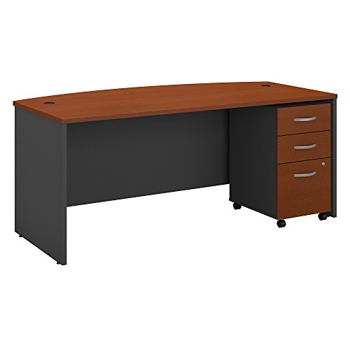 Bush Business Furniture SRC079AUSU Desk with Pedestal, Auburn Maple