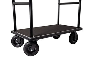 Wholesale Hotel Products Outdoor Utility Cart Wagon, Black, Stainless Steel Tubing, Plywood Deck, Non-Scuffing Bumper, Pneumatic Wheels