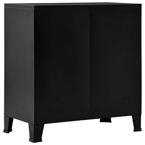 ShopHome Metal Office Filing Cabinet | 31" Tall 4-Door Industrial Black Steel Storage Cabinet | 29.5"x15.7"x31.5