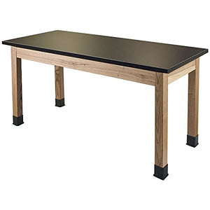 National Public Seating NPS 24x48 Modern Solid Wood Science Lab Table with Chem-Res Top - Black