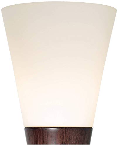 Modern Torchiere Floor Lamp Urban Coffee Wood White Glass Shade Floor Dimmer for Living Room Bedroom Uplight - Possini Euro Design
