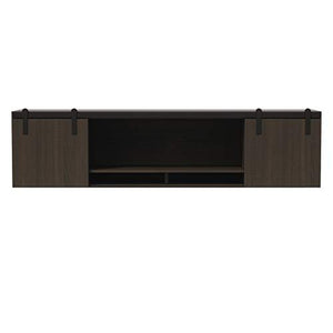 Mirella 72" Wall Mounted Hutch with Sliding Wood Doors in Southern Tobacco