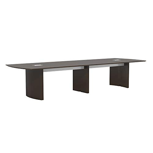 Safco Medina 14' Conference Table with Mocha Finish, Silver Detailing, Grommet Holes