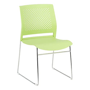 Norwood Commercial Furniture Chrome Sled Base Stack Chair, Green Apple (Pack of 5)