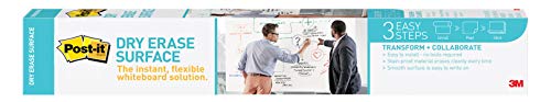 Post-it Dry Erase Whiteboard Film Surface for Walls, Doors, Tables, Chalkboards, Whiteboards, and More, Removable, Stain-Proof, Easy Installation, 8 ft x 4 ft Roll (DEF8X4), Model Number: DEF8x4