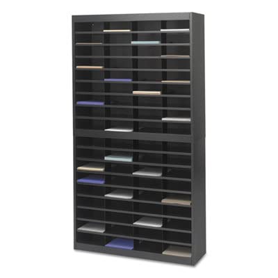 Safco Literature Organizer with Steel Frames and Shelves, 72 Compartments, Letter Size, Black (Pack of 2)