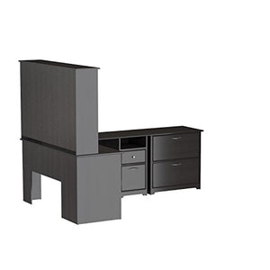 Bush Furniture Cabot L Shaped Desk with Hutch and Lateral File Cabinet in Espresso Oak
