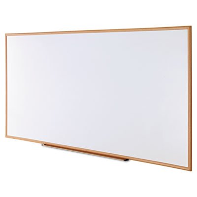 Universal Dry Erase Marker Board, Melamine, 96 x 48, Oak Wood Frame