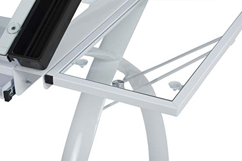 SD Studio Designs 10096 Futura Station Drafting Craft Table with Folding Shelf Top, Adjustable, White/Clear Glass