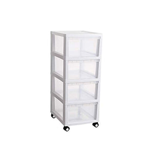 RANRANJJ Rolling Storage Cart with Clear Drawers, White, 39 * 32 * 80CM