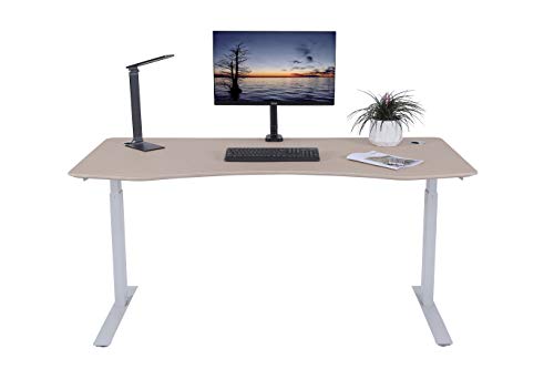 ApexDesk ET60-OAK Elite Series 60" W Electric Height Adjustable Standing Desk, 60" Light Oak Top, White Frame