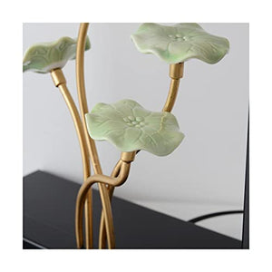 VejiA Chinese Ceramic Lotus Floor Lamp with Fabric Shade - Retro E27 Dimmable Standing Reading Light