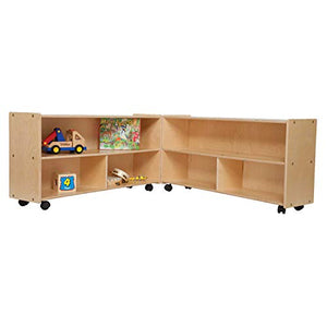 Contender Classroom Storage Cabinet with Casters, Wooden Kids Bookcase, Toy Organizer, Arts, Crafts & Supplies Storage Unit in Natural Finish - Made in USA