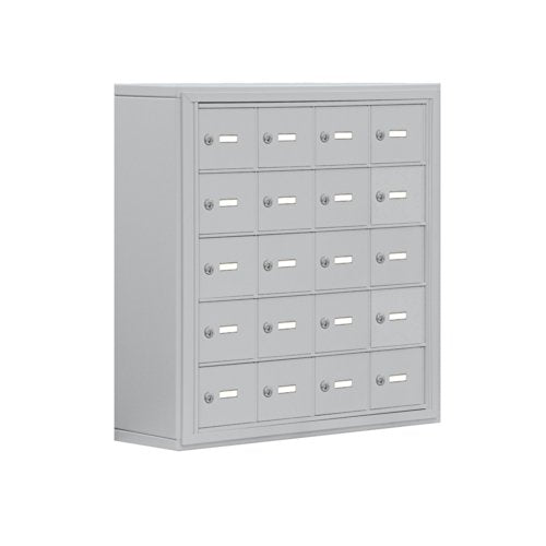 Salsbury Industries Aluminum 5-Door High Surface Mounted Cell Phone Storage Locker Unit with 20 A-Size Doors and Master Keyed Locks