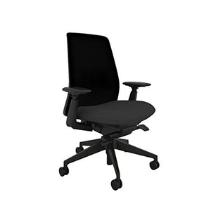 Haworth Soji Office Chair with Ergonomic Adjustments and Lumbar Support, Flexible Mesh Back (Carbon)