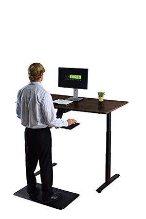 Rise UP Dual Motor Electric Standing Desk 60x30 Black Bamboo Desktop Premium Ergonomic Adjustable Height sit Stand up Home Office Computer Desk Table Motorized Powered Modern Furniture Small Standup