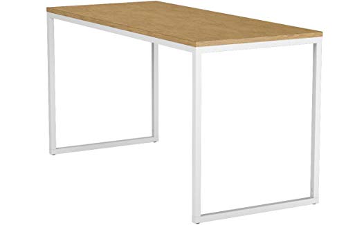 ZINUS Jennifer 55 Inch White Frame Desk / Computer Workstation / Office Desk / Easy Assembly, Natural