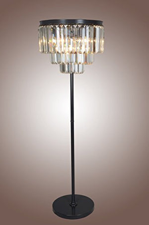 Crystal Floor Lamp 1920S Odeom Clear Glass Fringe Three Tiers Industrial Luxe