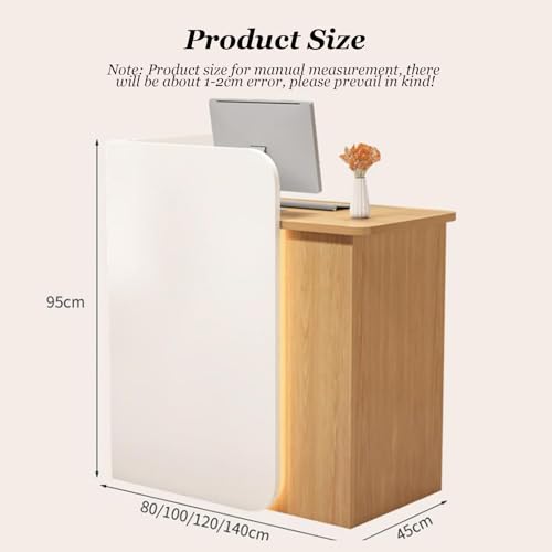 WFCCDM Reception Desk Counter Table, L-Shaped Cashier Front Desk with Shelves and Drawers 80x45x100cm B