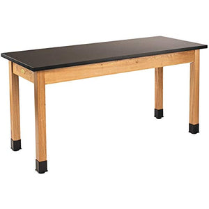 National Public Seating NPS 24x54 Modern Solid Ash Wood Science Lab Table with Chem-Res Top in Black