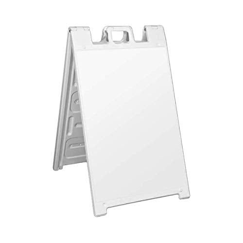 Plasticade Signicade Portable Folding Sidewalk Double Sided Sign Stand, White (2 Pack)