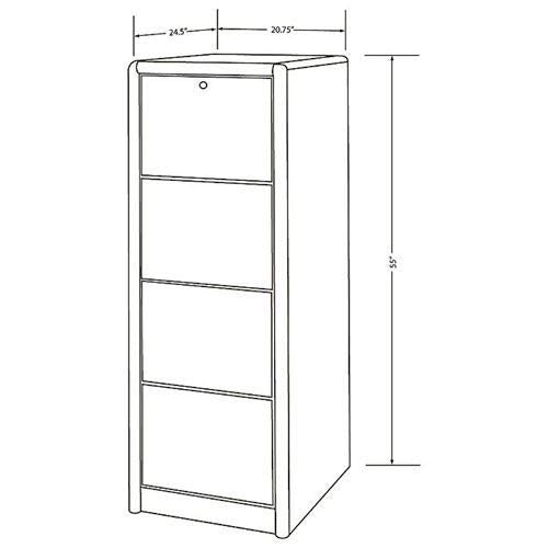 Martin Furniture Contemporary 4 Drawer File Cabinet, Fully Assembled