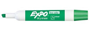 Expo 80004 Low Odor Dry Erase Markers, Chisel Tip, Green Color, 12 Sets with 12 Markers, Total of 144 Markers