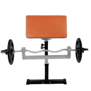 StrengthTech Fitness USA Made Adjustable Arm Preacher Curl Weight Bench | Fitness Gym Quality | Powder Coated Steel | Gray & Orange