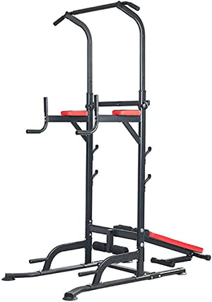 JYMBK Gym Strength Training Dip Stands with Bench, Pull Up Bars Free Standing Stand Dip Station Power Tower Fitness Equipment Strength Training