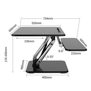 None Height Adjustable Standing Desk Converter - Sit-Stand Converting Desks with Gas Spring - Stand-Up Computer Workstation