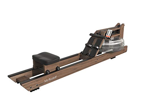 Mr. Rudolf Water Rowing Machines for Home Use,Black Walnut Wood Rower with Bluetooth Monitor - Indoor FitnessExercise Equipment(Included an Electric Pump and A Dust Cover)