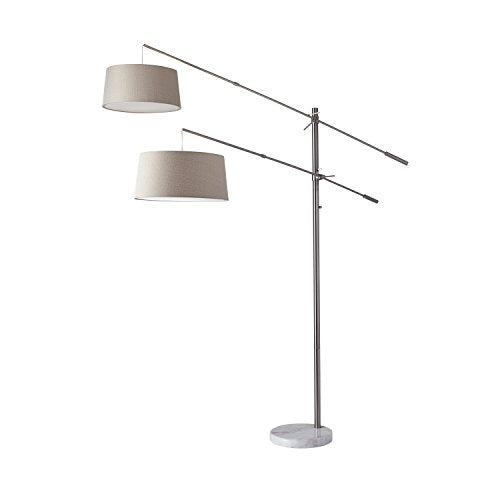 Adesso 5275-22 Manhattan Two-Arm Arc Lamp, Brushed Steel