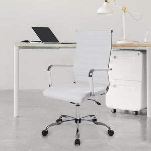 Walmokid Office Task Chair Set of 6, Ergonomic Leather Conference Room Chairs White