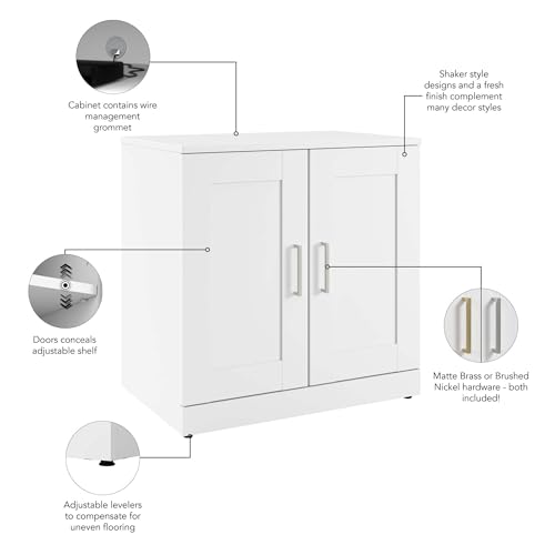 Bush Business Furniture Hampton Heights Storage Cabinet with Doors | 30W, White